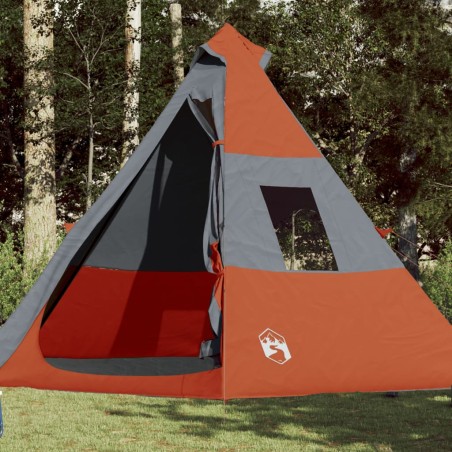 vidaXL Tienda de campaña 7 personas tafetán 185T gris y naranja