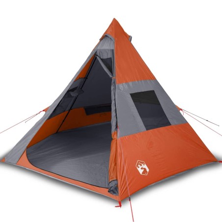 vidaXL Tienda de campaña 7 personas tafetán 185T gris y naranja