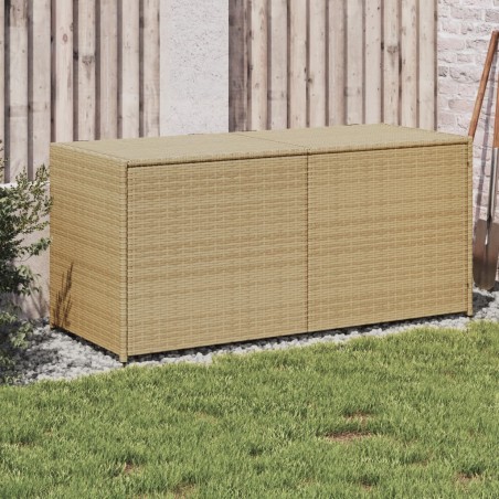 vidaXL Caja de almacenaje de jardín ratán sintético beige mezcla 283L