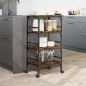 vidaXL Carrito de cocina madera ingeniería roble ahumado 45x35x89,5 cm vidaXL Carrito de cocina madera ingeniería roble ahumado 45x35x89,5 cm