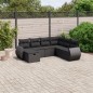 vidaXL Set de comedor de jardín 7 pzas y cojines ratán sintético negro vidaXL Set de comedor de jardín 7 pzas y cojines ratán sintético negro