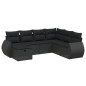 vidaXL Set de comedor de jardín 7 pzas y cojines ratán sintético negro vidaXL Set de comedor de jardín 7 pzas y cojines ratán sintético negro