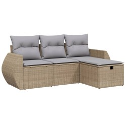 vidaXL Juego de sofás jardín con cojines beige mezcla 4 pzas ratán PE