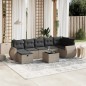 vidaXL Set de sofás de jardín 8 pzas y cojines ratán sintético gris vidaXL Set de sofás de jardín 8 pzas y cojines ratán sintético gris