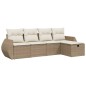 vidaXL Juego de sofás jardín con cojines 5 pzas ratán sintético beige vidaXL Juego de sofás jardín con cojines 5 pzas ratán sintético beige