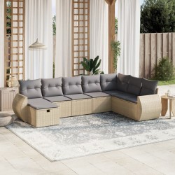 vidaXL Juego de sofás jardín con cojines beige mezcla 8 pzas ratán PE