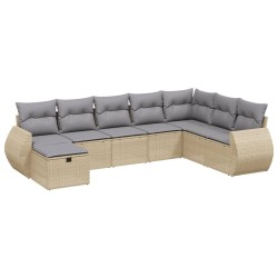 vidaXL Juego de sofás jardín con cojines beige mezcla 8 pzas ratán PE