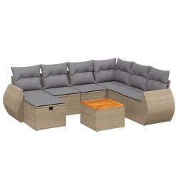 vidaXL Juego de sofás jardín con cojines beige mezcla 8 pzas ratán PE