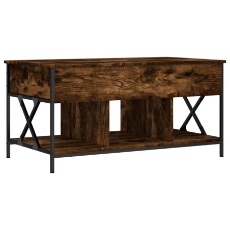 vidaXL Mesa de centro madera ingeniería metal roble humo 100x55x50 cm