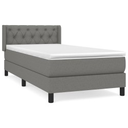 vidaXL Cama box spring con colchón tela gris oscuro 80x200 cm