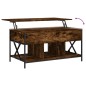 vidaXL Mesa de centro madera ingeniería metal roble humo 100x55x50 cm vidaXL Mesa de centro madera ingeniería metal roble humo 100x55x50 cm