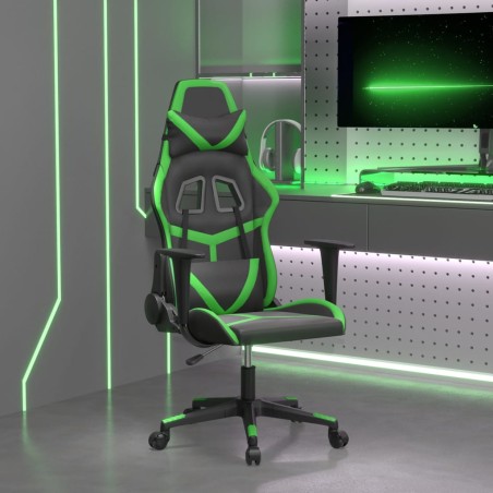 vidaXL Silla gaming cuero sintético negro y verde