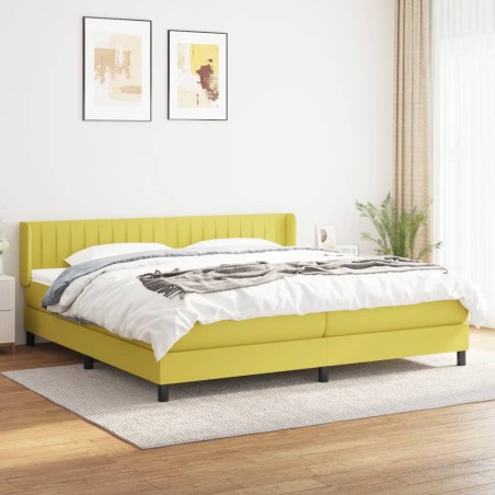 vidaXL Cama box spring con colchón tela verde 200x200 cm