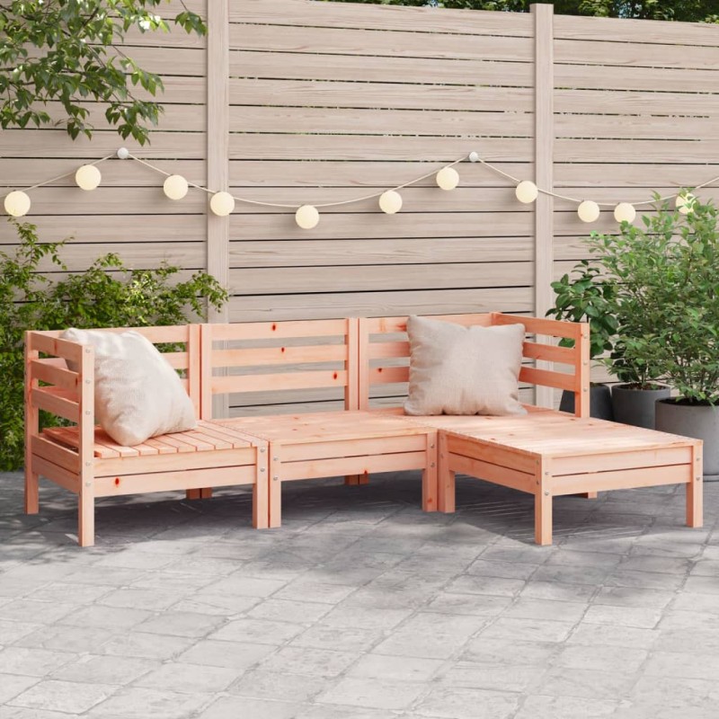 vidaXL Sofá de jardín de 3 plazas con reposapiés madera maciza Douglas vidaXL Sofá de jardín de 3 plazas con reposapiés madera maciza Douglas
