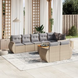 vidaXL Set de sofás de jardín 9 pzas con cojines ratán sintético beige
