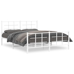 vidaXL Estructura cama metal con cabecero y estribo blanco 160x200 cm