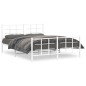 vidaXL Estructura cama metal con cabecero y estribo blanco 160x200 cm vidaXL Estructura cama metal con cabecero y estribo blanco 160x200 cm