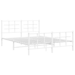 vidaXL Estructura cama metal con cabecero y estribo blanco 160x200 cm