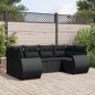 vidaXL Set de sofás de jardín 6 piezas y cojines ratán sintético negro vidaXL Set de sofás de jardín 6 piezas y cojines ratán sintético negro