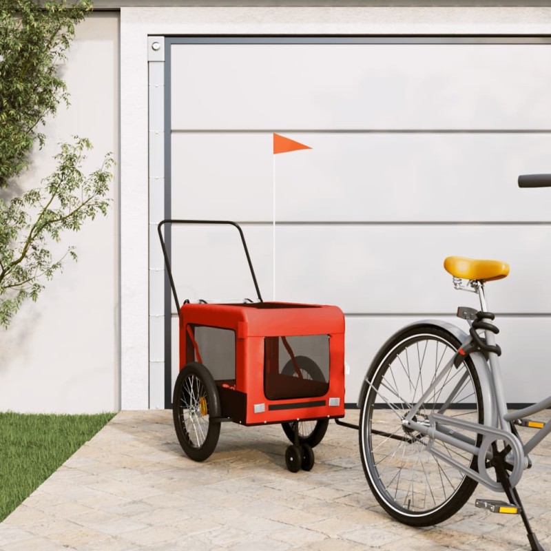 vidaXL Remolque de bicicleta mascotas hierro tela Oxford naranja negro vidaXL Remolque de bicicleta mascotas hierro tela Oxford naranja negro