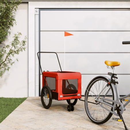 vidaXL Remolque de bicicleta mascotas hierro tela Oxford naranja negro