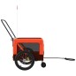 vidaXL Remolque de bicicleta mascotas hierro tela Oxford naranja negro vidaXL Remolque de bicicleta mascotas hierro tela Oxford naranja negro