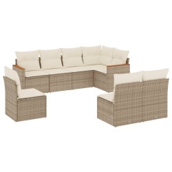 vidaXL Juego de sofás de jardín con cojines beige 8 pzas ratán PE