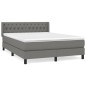 vidaXL Cama box spring con colchón tela gris oscuro 140x190 cm vidaXL Cama box spring con colchón tela gris oscuro 140x190 cm
