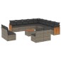 vidaXL Set de sofás de jardín 14 pzas con cojines ratán sintético gris vidaXL Set de sofás de jardín 14 pzas con cojines ratán sintético gris