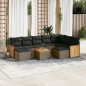 vidaXL Set de sofás de jardín 10 pzas con cojines ratán sintético gris vidaXL Set de sofás de jardín 10 pzas con cojines ratán sintético gris