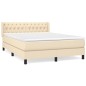 vidaXL Cama box spring con colchón tela color crema 140x190 cm vidaXL Cama box spring con colchón tela color crema 140x190 cm