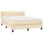 vidaXL Cama box spring con colchón tela color crema 140x190 cm vidaXL Cama box spring con colchón tela color crema 140x190 cm
