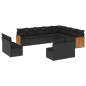 vidaXL Set de sofás de jardín y cojines 12 pzas ratán sintético negro vidaXL Set de sofás de jardín y cojines 12 pzas ratán sintético negro