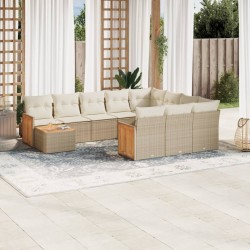 vidaXL Set de sofás de jardín 11pzas con cojines ratán sintético beige
