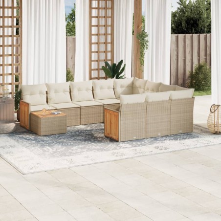 vidaXL Set de sofás de jardín 11pzas con cojines ratán sintético beige
