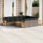 vidaXL Set de sofás de jardín 11 pzas y cojines ratán sintético gris vidaXL Set de sofás de jardín 11 pzas y cojines ratán sintético gris
