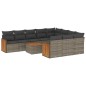 vidaXL Set de sofás de jardín 11 pzas y cojines ratán sintético gris vidaXL Set de sofás de jardín 11 pzas y cojines ratán sintético gris