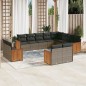 vidaXL Set de sofás de jardín 12 pzas con cojines ratán sintético gris vidaXL Set de sofás de jardín 12 pzas con cojines ratán sintético gris