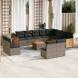 vidaXL Set sofás de jardín con cojines 13 piezas ratán sintético gris vidaXL Set sofás de jardín con cojines 13 piezas ratán sintético gris