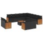 vidaXL Set sofás de jardín 14 pzas con cojines ratán sintético negro vidaXL Set sofás de jardín 14 pzas con cojines ratán sintético negro
