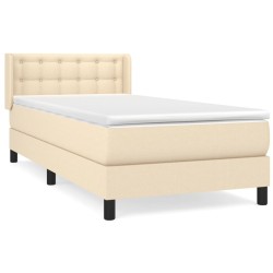 vidaXL Cama box spring con colchón tela color crema 80x200 cm