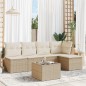 vidaXL Juego de sofás jardín con cojines 6 pzas ratán sintético beige vidaXL Juego de sofás jardín con cojines 6 pzas ratán sintético beige