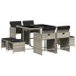 vidaXL Set comedor de jardín 9 pzas cojines ratán sintético gris claro vidaXL Set comedor de jardín 9 pzas cojines ratán sintético gris claro