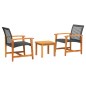 vidaXL Juego de bistro de 3 piezas ratán PE negro y madera de acacia vidaXL Juego de bistro de 3 piezas ratán PE negro y madera de acacia