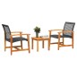 vidaXL Juego de bistro de 3 piezas ratán PE negro y madera de acacia vidaXL Juego de bistro de 3 piezas ratán PE negro y madera de acacia