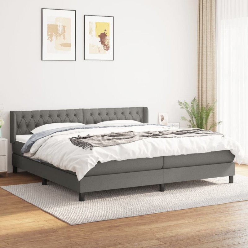 vidaXL Cama box spring con colchón tela gris oscuro 200x200 cm vidaXL Cama box spring con colchón tela gris oscuro 200x200 cm