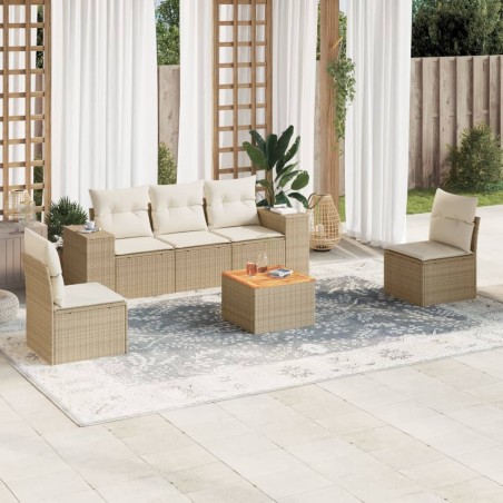vidaXL Juego de sofás jardín con cojines 6 pzas ratán sintético beige