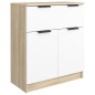 vidaXL Aparador madera contrachapada blanco y roble Sonoma 60x30x70 cm vidaXL Aparador madera contrachapada blanco y roble Sonoma 60x30x70 cm