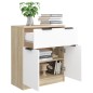 vidaXL Aparador madera contrachapada blanco y roble Sonoma 60x30x70 cm vidaXL Aparador madera contrachapada blanco y roble Sonoma 60x30x70 cm