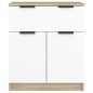 vidaXL Aparador madera contrachapada blanco y roble Sonoma 60x30x70 cm vidaXL Aparador madera contrachapada blanco y roble Sonoma 60x30x70 cm
